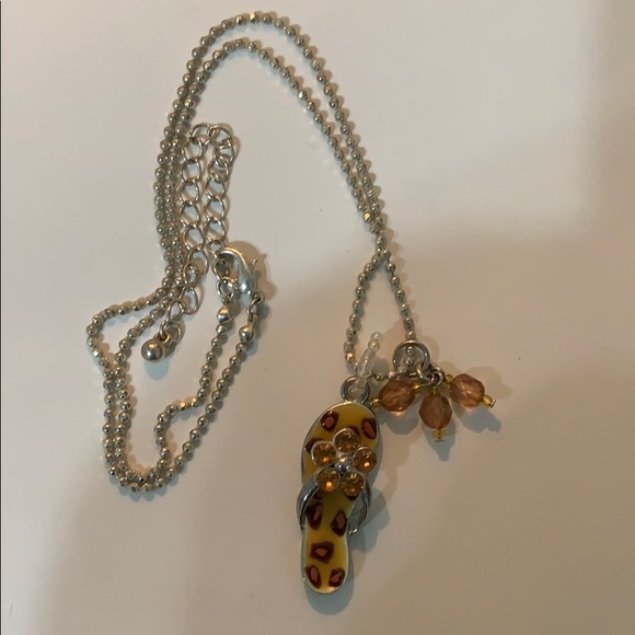 Necklace Beach Sandal Necklace 11” Drop - Picture 1 of 6